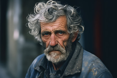 an old man with grey hair and a beardの素材