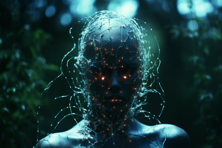 an image of a woman with glowing eyesの素材