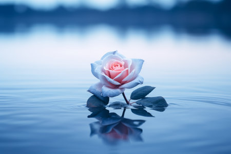 a single pink rose floating in the waterの素材