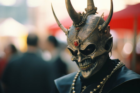 a man wearing a skull maskの素材