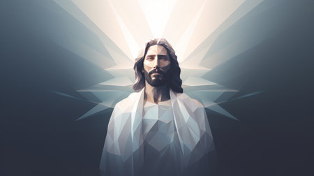 jesus is shown in a low polygonal styleの素材
