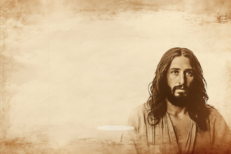 jesus is on a brown background with an old paper textureの素材