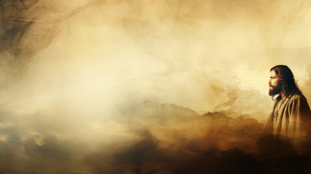 jesus is standing in the middle of a cloudの素材