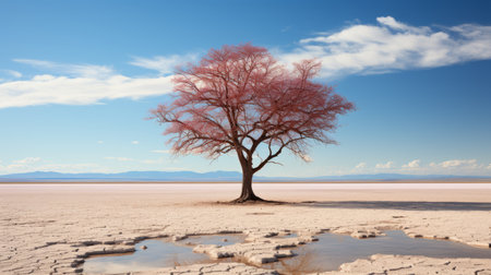 a lone tree in the middle of a desertの素材