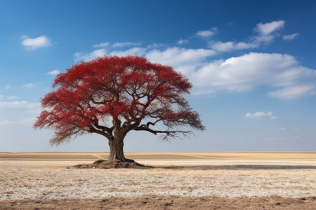 a lone tree in the middle of a fieldの素材