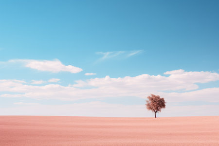 a lone tree in the middle of a fieldの素材