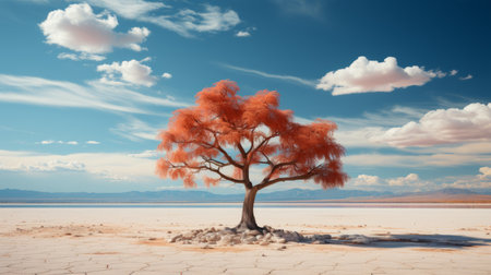 a lone tree in the middle of a desertの素材