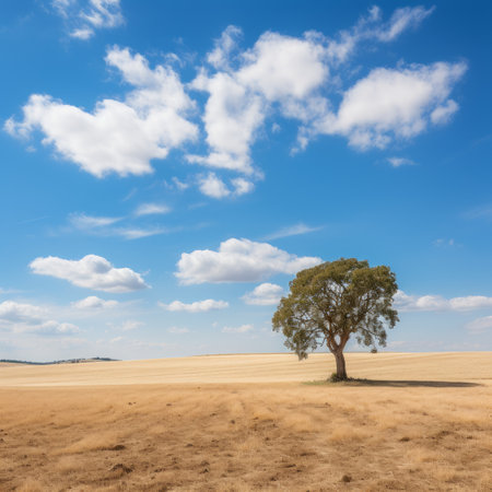 a lone tree in the middle of a fieldの素材