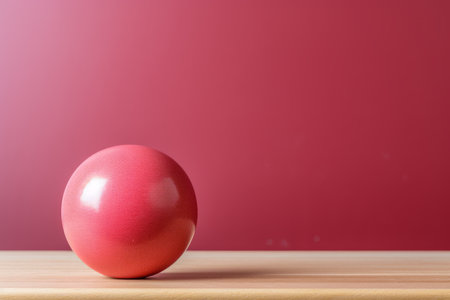 a red egg sitting on top of a wooden tableの素材