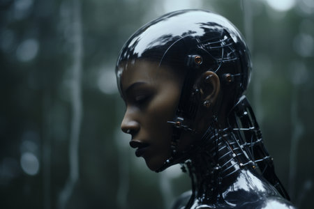 an image of a woman in a futuristic suitの素材