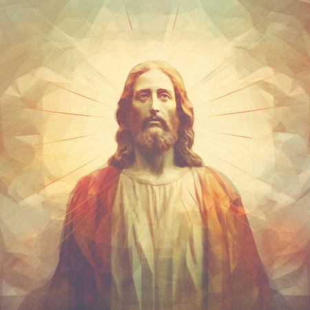 jesus christ on a polygonal backgroundの素材