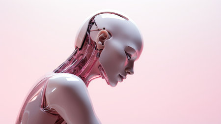 an image of a female robot with a pink backgroundの素材