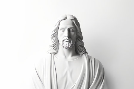 a statue of jesus on a white backgroundの素材