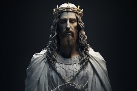 a statue of jesus with a crown on his headの素材