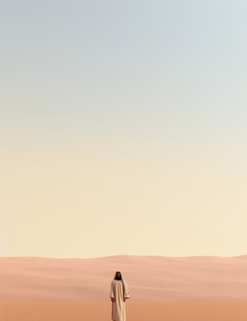 jesus walking in the desertの素材