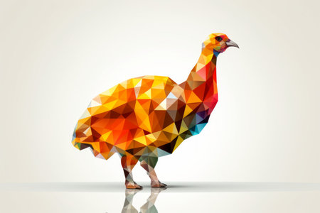 an image of an ostrich made of polygonal trianglesの素材