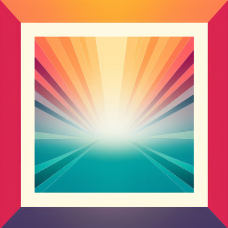 an abstract image of a road with a sun in the backgroundの素材