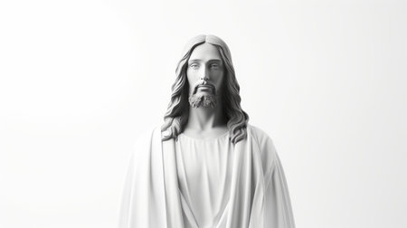 a statue of jesus on a white backgroundの素材