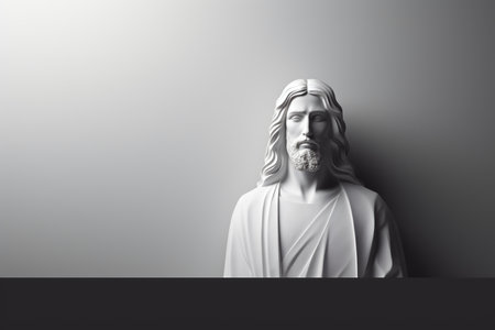 a statue of jesus on a gray backgroundの素材