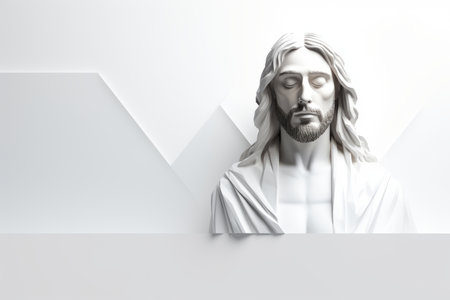 a statue of jesus on a white backgroundの素材