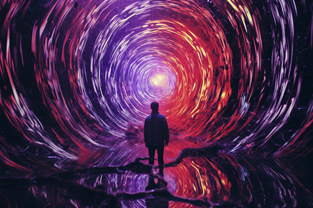 a man standing in the middle of a vortexの素材