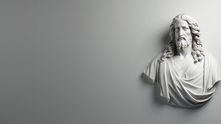 a bust of jesus on a white wallの素材