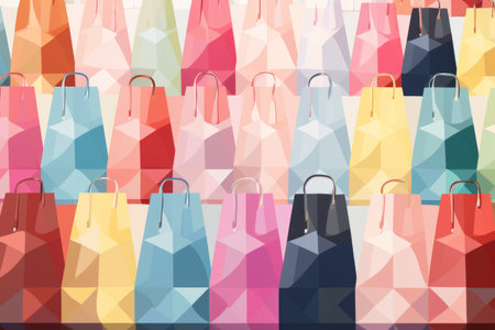 shopping bags in low polygonal styleの素材