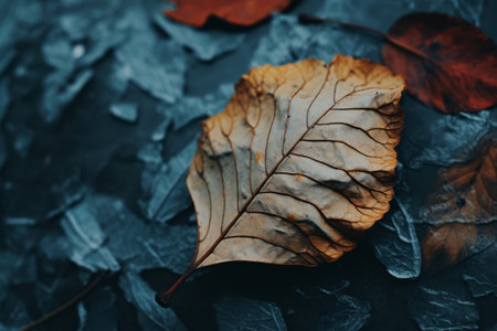 autumn leaves on the groundの素材
