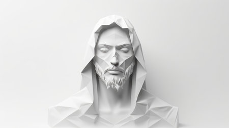 bust of jesus 3d rendering on white backgroundの素材