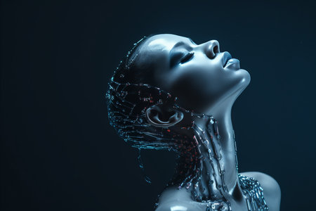 an image of a woman with a robot headの素材