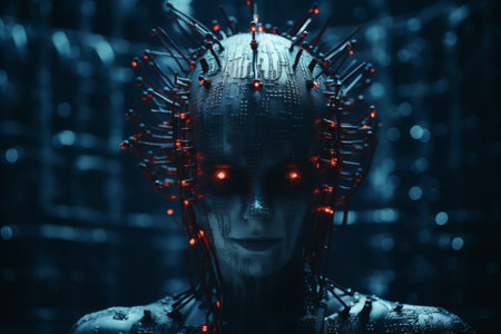 an image of a robot with red eyesの素材