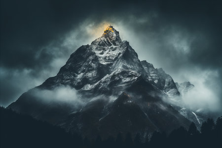 an image of a mountain covered in snowの素材