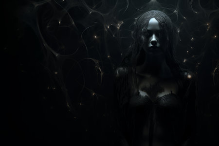 an image of a woman in a dark roomの素材
