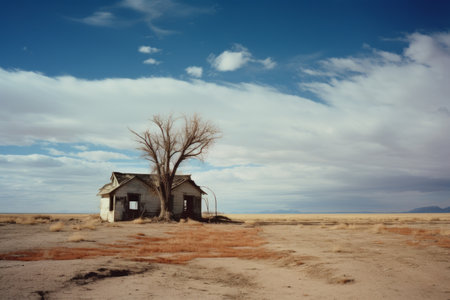 an abandoned house in the middle of nowhereの素材