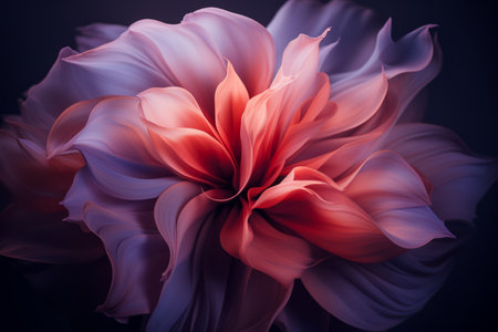 an abstract painting of a flower on a dark backgroundの素材