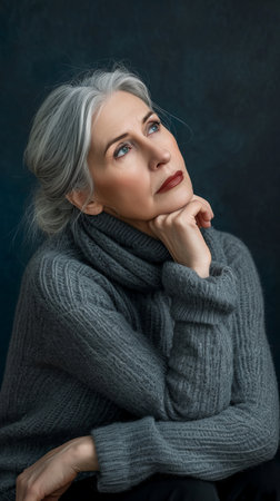 an older woman in a sweater and black pantsの素材