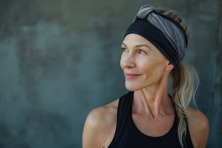 an older woman wearing a headbandの素材
