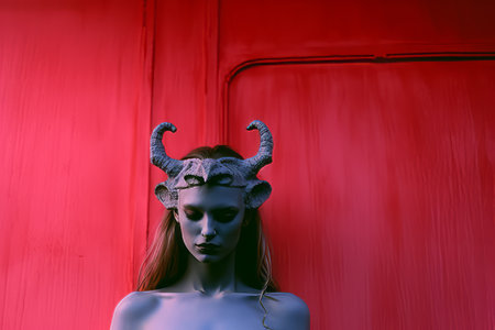 a mannequin with horns on its headの素材