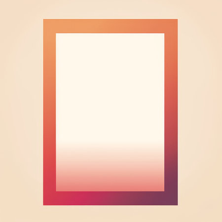 an orange and pink square frame on a beige backgroundの素材