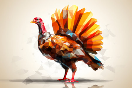 an illustration of a turkey in low polygonal styleの素材