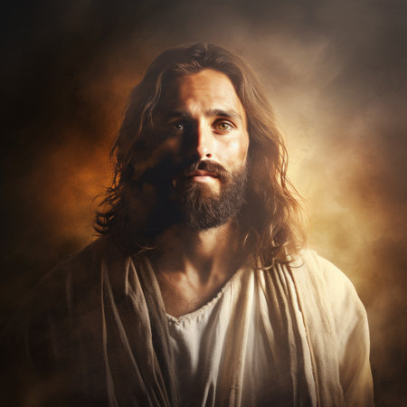 jesus in the smokey light of the crossの素材