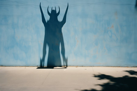 a shadow of a man on a wallの素材