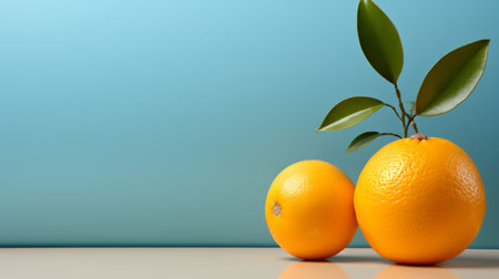 two oranges on a tableの素材