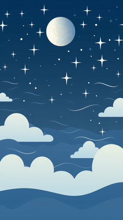 night sky with moon and stars vector illustrationの素材