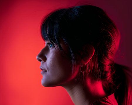 a woman with a ponytailの素材