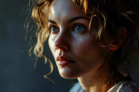 portrait of a beautiful young woman with blue eyesの素材