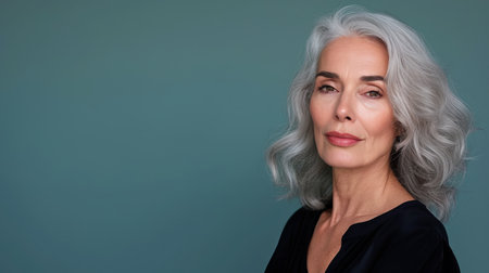 an older woman with gray hair posing for the cameraの素材