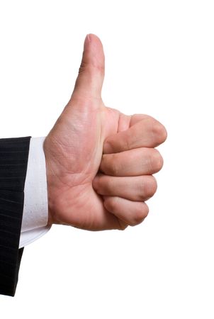 businessman's hand with thumbs up isolated on whiteの写真素材