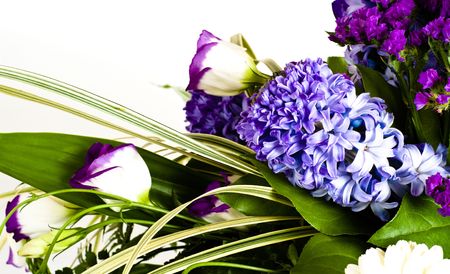 blue fuzzy (hyacinthus orientalis) bouquet isolated on whiteの写真素材