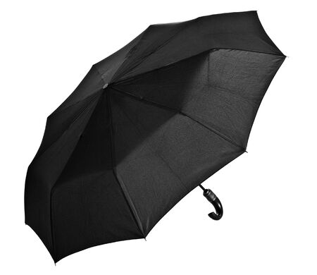 black umbrella isolated on whiteの写真素材